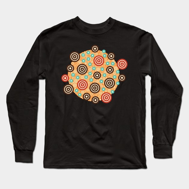 Aztec Warrior Pattern Burst v3 Circle Design Long Sleeve T-Shirt by pbdotman